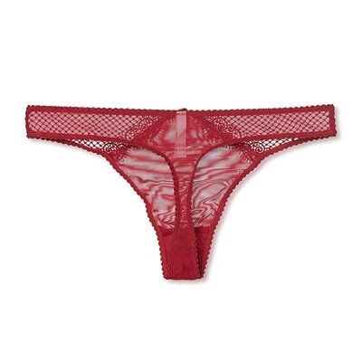 red cotton crotchless panty